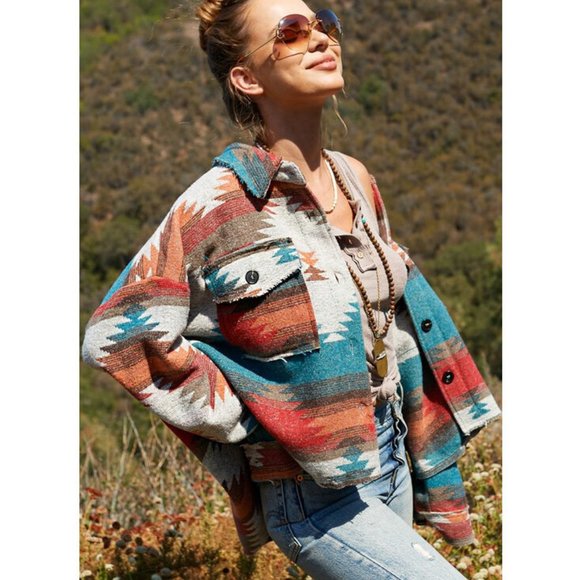 Jackets & Blazers - SOLD OUT Plus Size Aztec Tribal Yellowstone Shirt Jacket Shacket